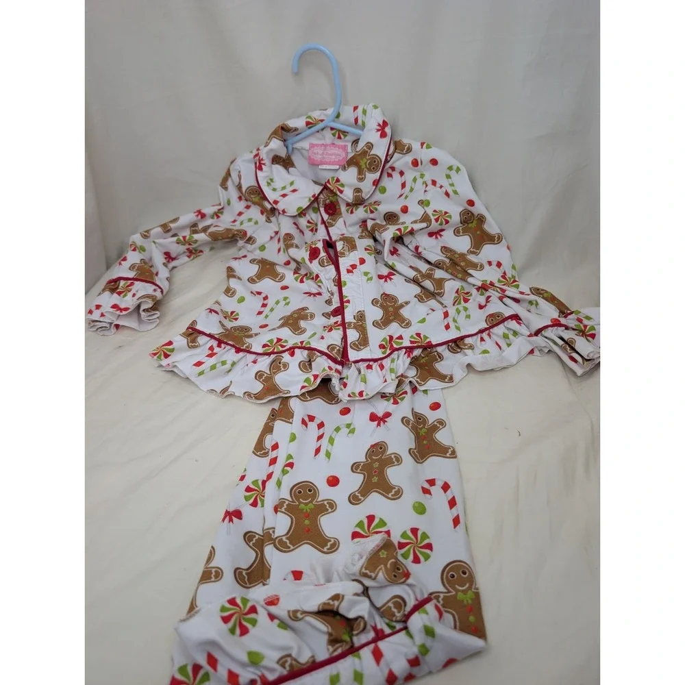 Peek-a-bootique 3t Girls Gingerbread Pajamas‎ Pj's Christmas Ruffle